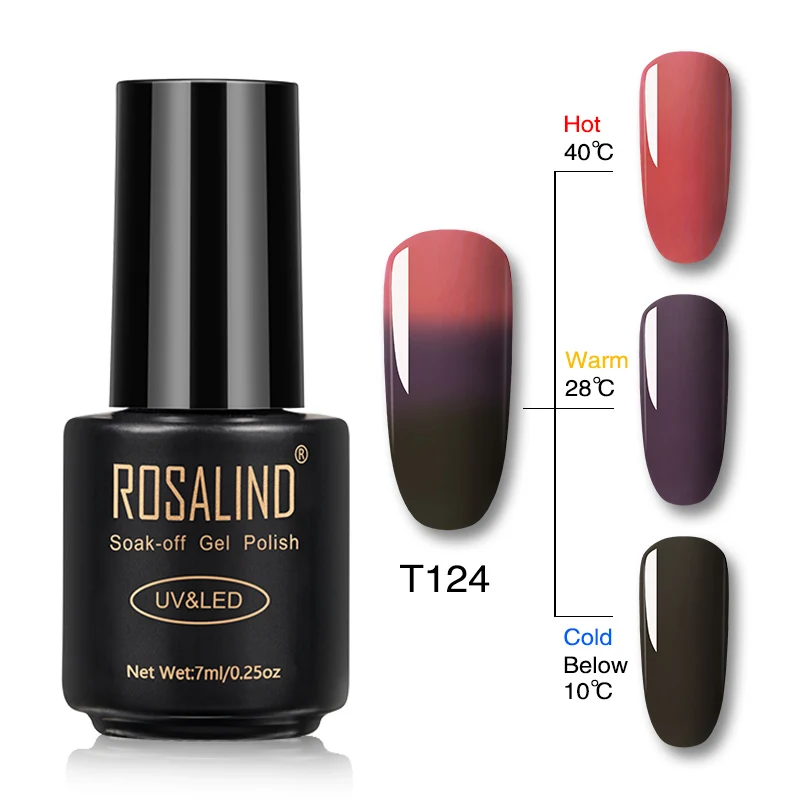 RAT124 ROSALIND Гель-лак для ногтей 7 мл меняющий температуру УФ-цвет Полупостоянный Vernis для маникюра Гель-лак - Цвет: RAT124