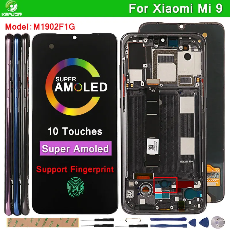 Активно матричные осид дисплеем для Xiaomi Mi 9 ЖК Поддержка отпечатков пальцев