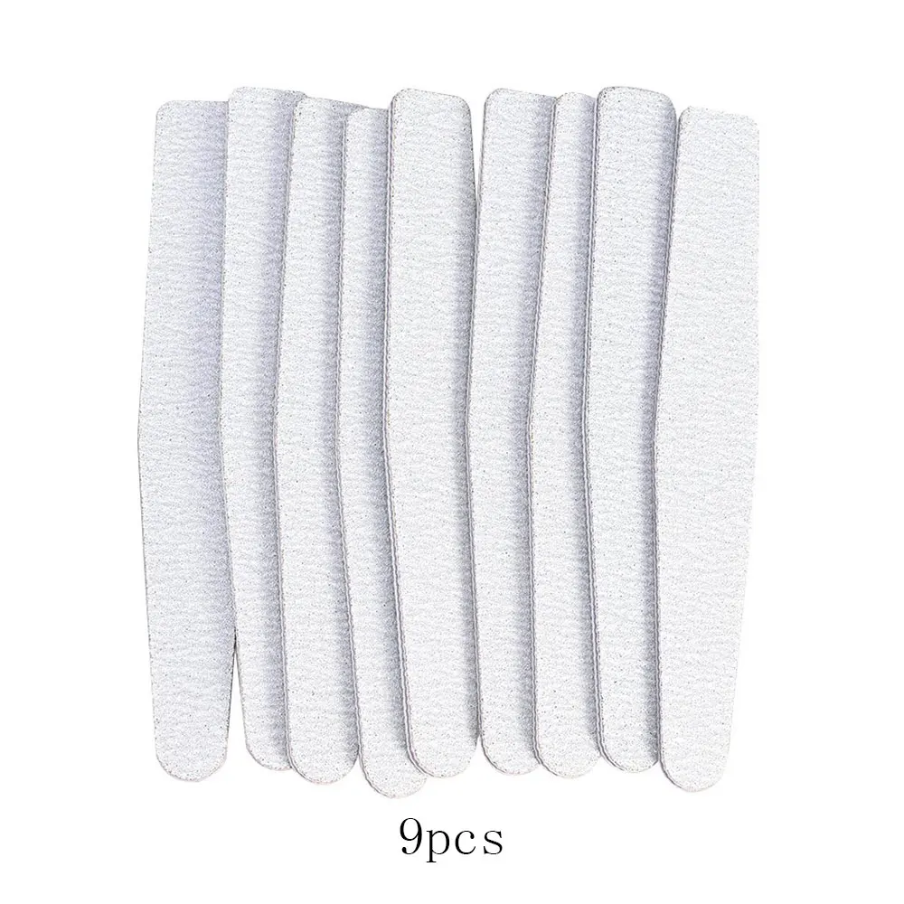 9 pcs Маникюрная пилка для ногтей 100/180, буферная пилка для ногтей, профессиональная пилка для ногтей, набор шлифовальных пилок для педикюра, полировка, двусторонняя полировка - Цвет: 9 pcs