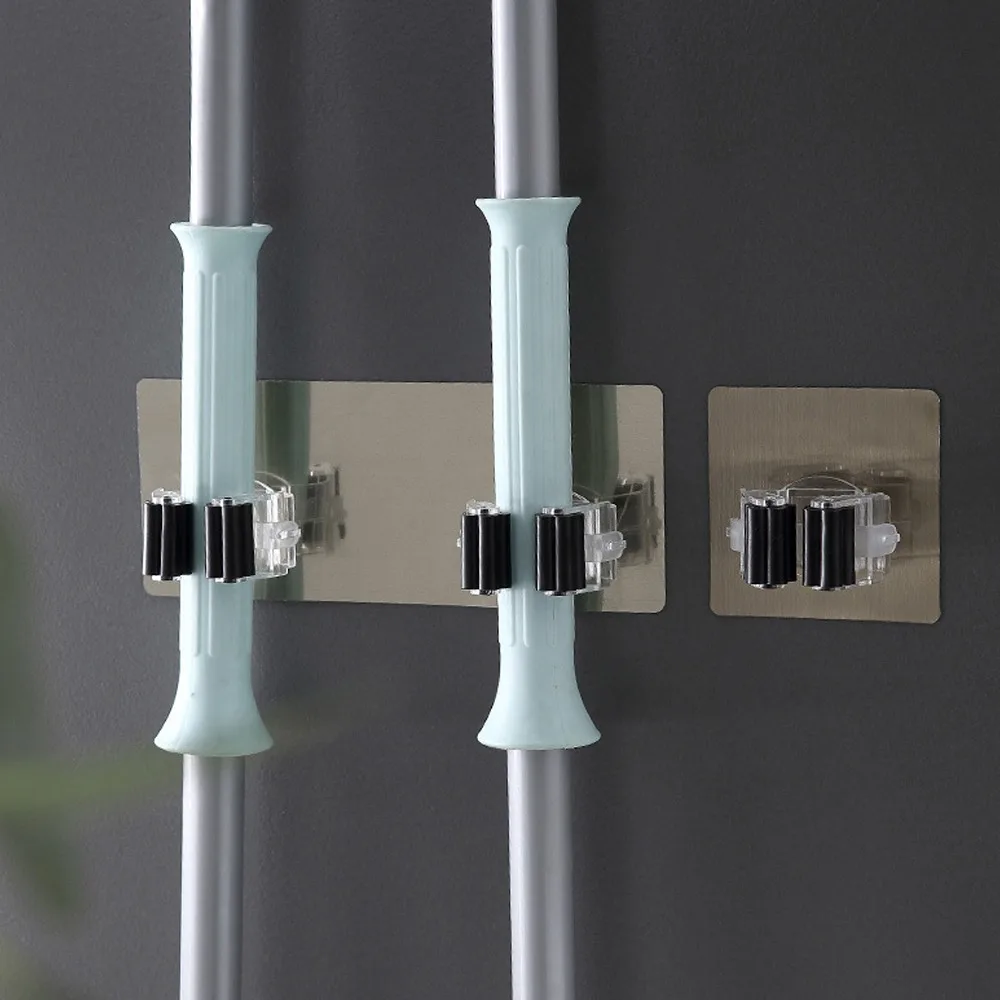 

1/2/4pcs Wall Mounted Mop Holder Multi-Purpose Hooks Mop Organizer Holder Rack Brush Bathroom Hanger Hook Kitchen Strong Hooks