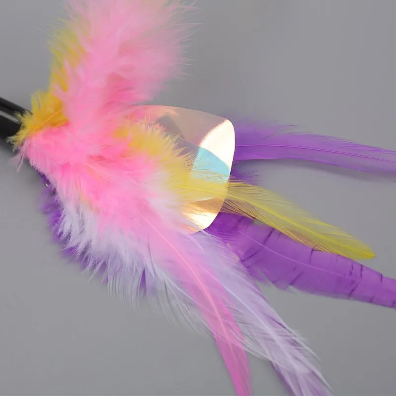 Cat Toys Rod Teaser Wand Feather Pet for Cats Interactive Stick Supplies Colorful Butterfly worm | Дом и сад