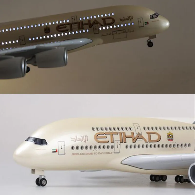 Коллекция 1/160 самолет Airbus A380 ETIHAD авиакомпания модель с светильник и колесная