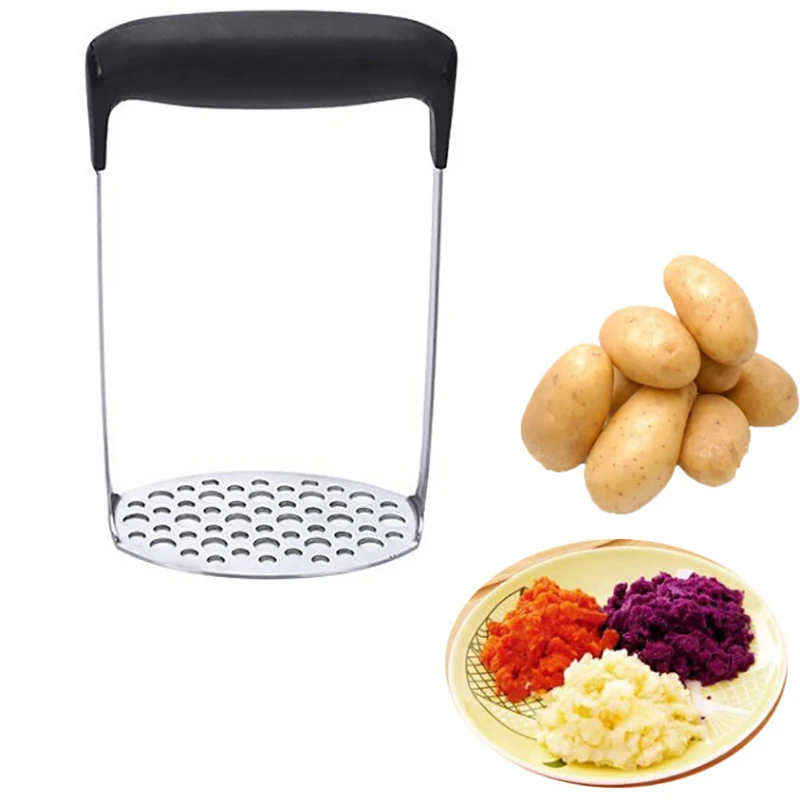 

Potato Masher Mashed Potatoes Fruit Vegetable Cutter Smasher Garlic Press Stainless Steel Kitchen Gadget Tool Designer