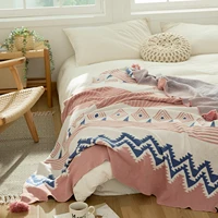 ins style sofa blanket knitted thread cotton office nap throw pinkyellowgray bed cover bedspread winter warm blankets