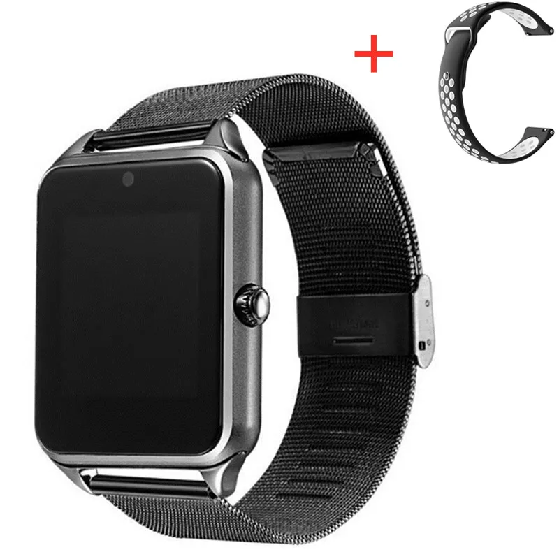 BK Add a strap Z60 Смарт-часы GT08 плюс металлический ремешок Поддержка камеры SIM TF карта Bluetooth Совместимость Android PK Y1 S8 X7D DZ09 V8 Часы 1yw - Цвет: BK Add a strap