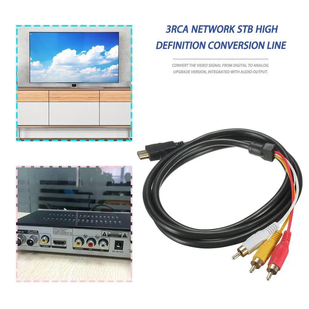 

5 Feet 1080P HDTV HDMI Male to 3 RCA Audio Video AV Cable Cord Adapter Converter Connector Component Cable Lead For HDTV NEW