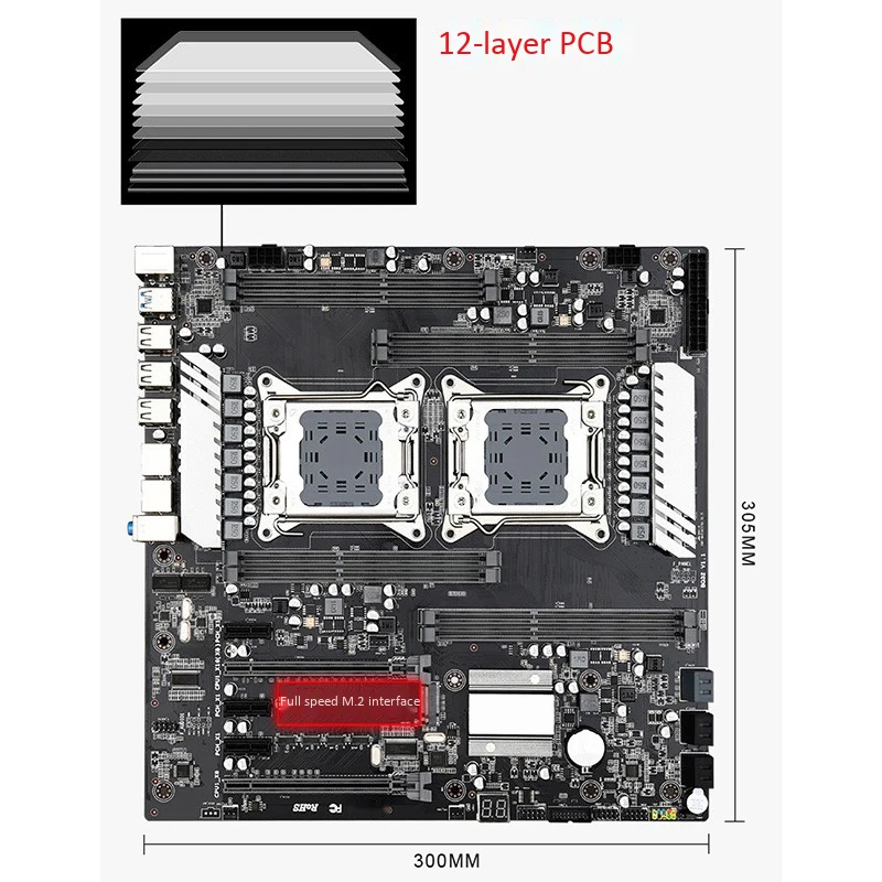 Материнская плата X79 S8 с двумя процессорами LGA2011 поддержка для Dual E5 V1/V2 DDR3 1333/1600/1866