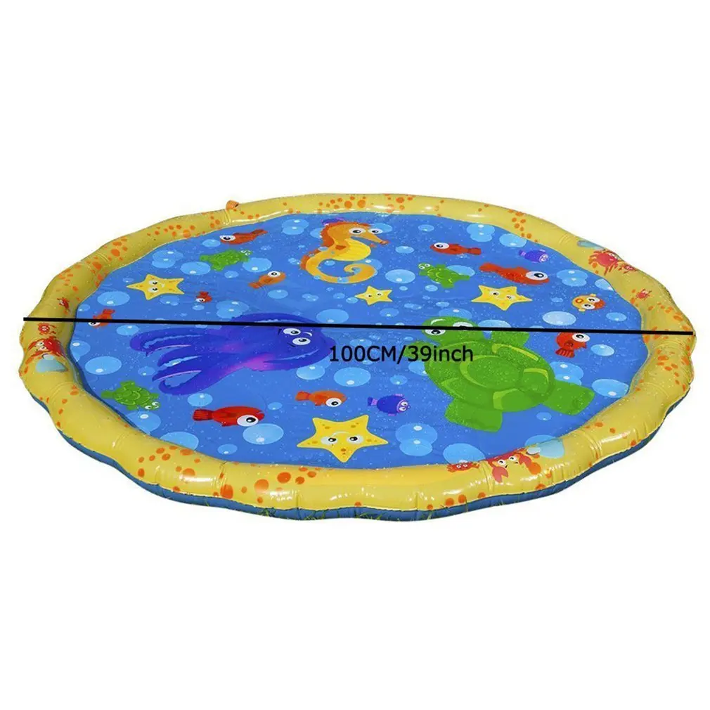 

100cm Inflatable Water Spray Kids Sprinkler Play Pad Mat Water Games Beach Mat Outdoor Lawn Beach Sea Swimming Cushion Toys