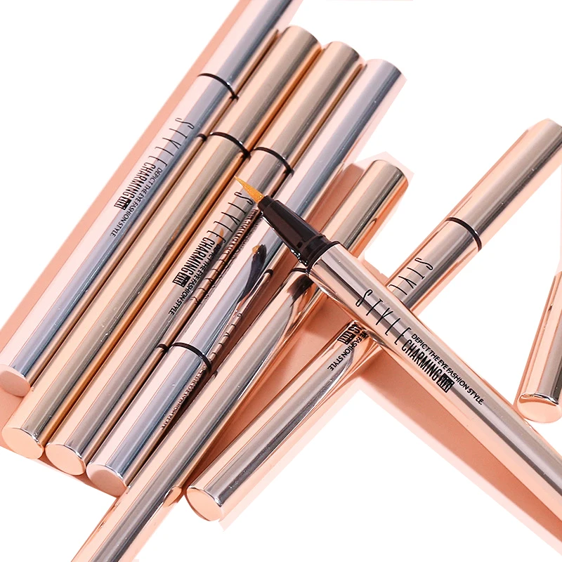 

No Smudge Eyeliner Pencil Anti Sweat One Stroke Molding Soft Brush Tip Brown Pearlescent Eye Liner Fine Hold Makeup Stamp Magnet