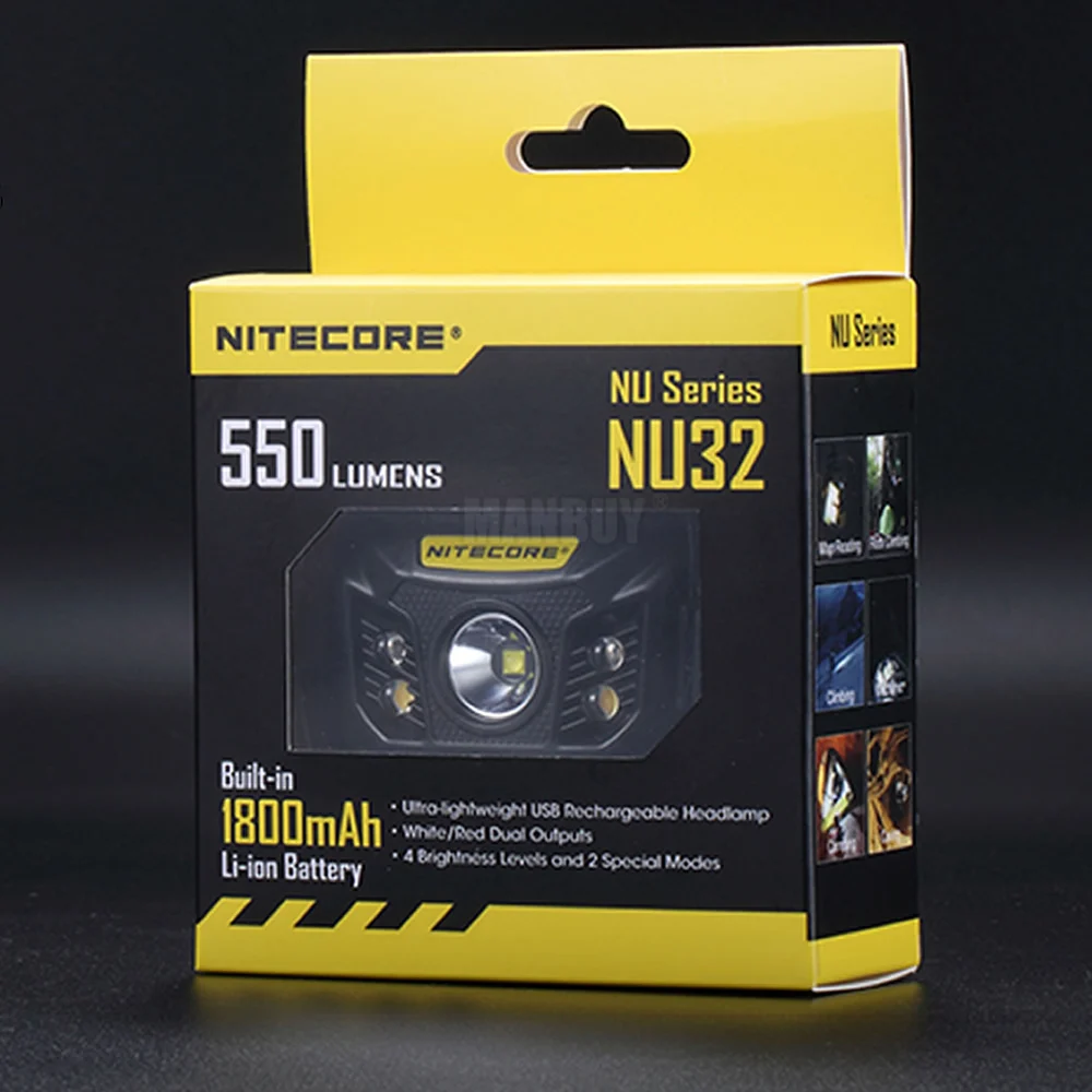 2021 оптовая продажа NITECORE NU32 550 люмен белый + красный CREE XP G3 S3 5xLEDs с Перезаряжаемые