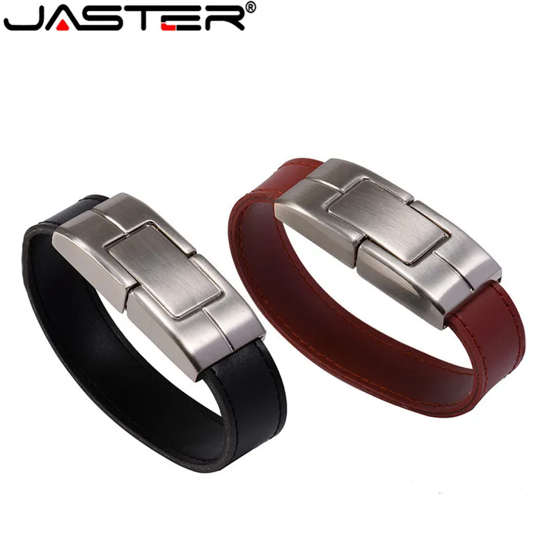 JASTER USB флэш-накопитель 64 ГБ брелок из кожи и металла Флешка creativo 32 ГБ 16 ГБ 8 ГБ 4 ГБ usb2.0 браслет