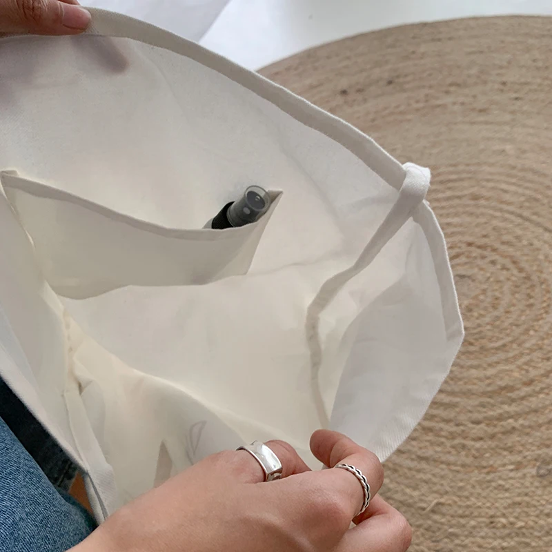 Casual Slant Cross Korean Canvas Bag Letter Printing Shoulder Bag Large Capacity bag Harajuku