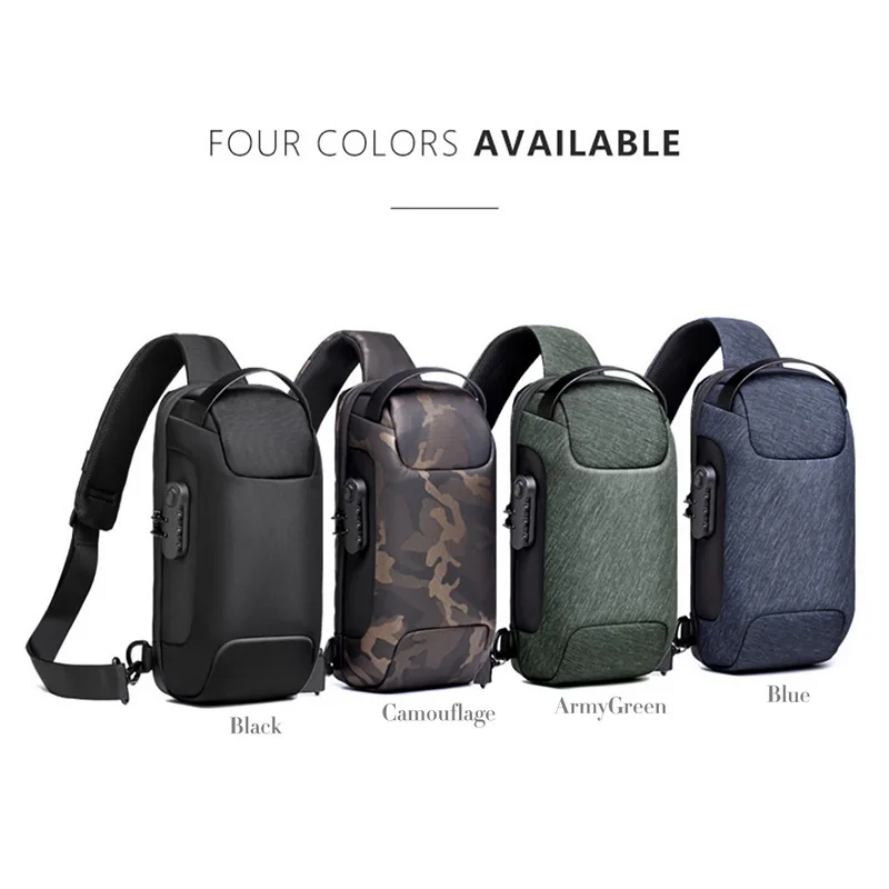 

Hot Chest Bag New Anti-thief Men Crossbody Bag Waterproof Shoulder Bags USB Charging Short Trip For Male Travel Pack