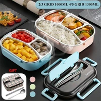345 grid portable leakproof lunch box compartments stainless steel lunchbox office school kids bento box picnic food container