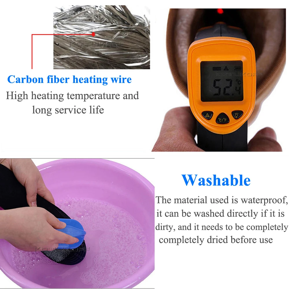 USB Heated Shoe Insoles Electric Foot Warming Pad Feet Warm Sock Pad Mat Electrically Heating Insoles Washable Winter Thermal