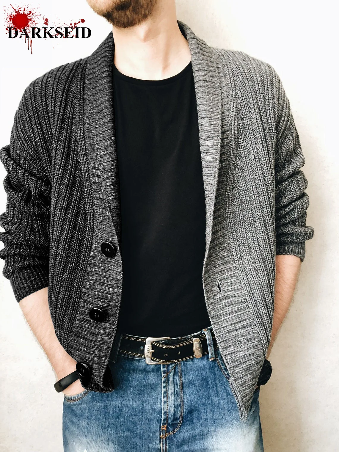Мужской осенне-зимний Кардиган с V-образным вырезом | Мужская одежда