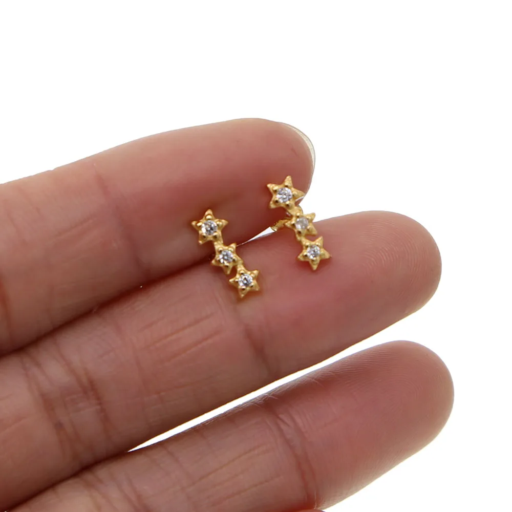 Женские серьги-гвоздики в виде звезд золотого цвета | Украшения и аксессуары
