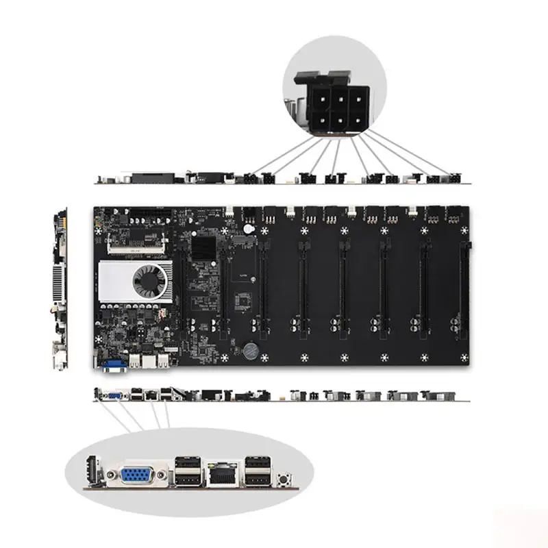 Günstig BTC-T37 1850W ETH Bergbau Maschine Netzteil Set 4G DDR3 Speicher VGA + HDMI-Kompatibel 128G MSATA SSD CPU Motherboard Für Bitcoin