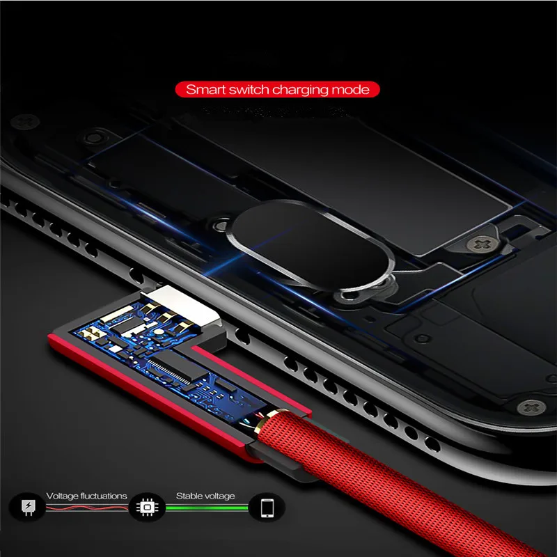 Плетеный 90 градусов под прямым углом type C/IOS/Micro USB кабель для быстрой синхронизации данных для iPhone Samsung Galaxy Note 10 Plus J5 J7