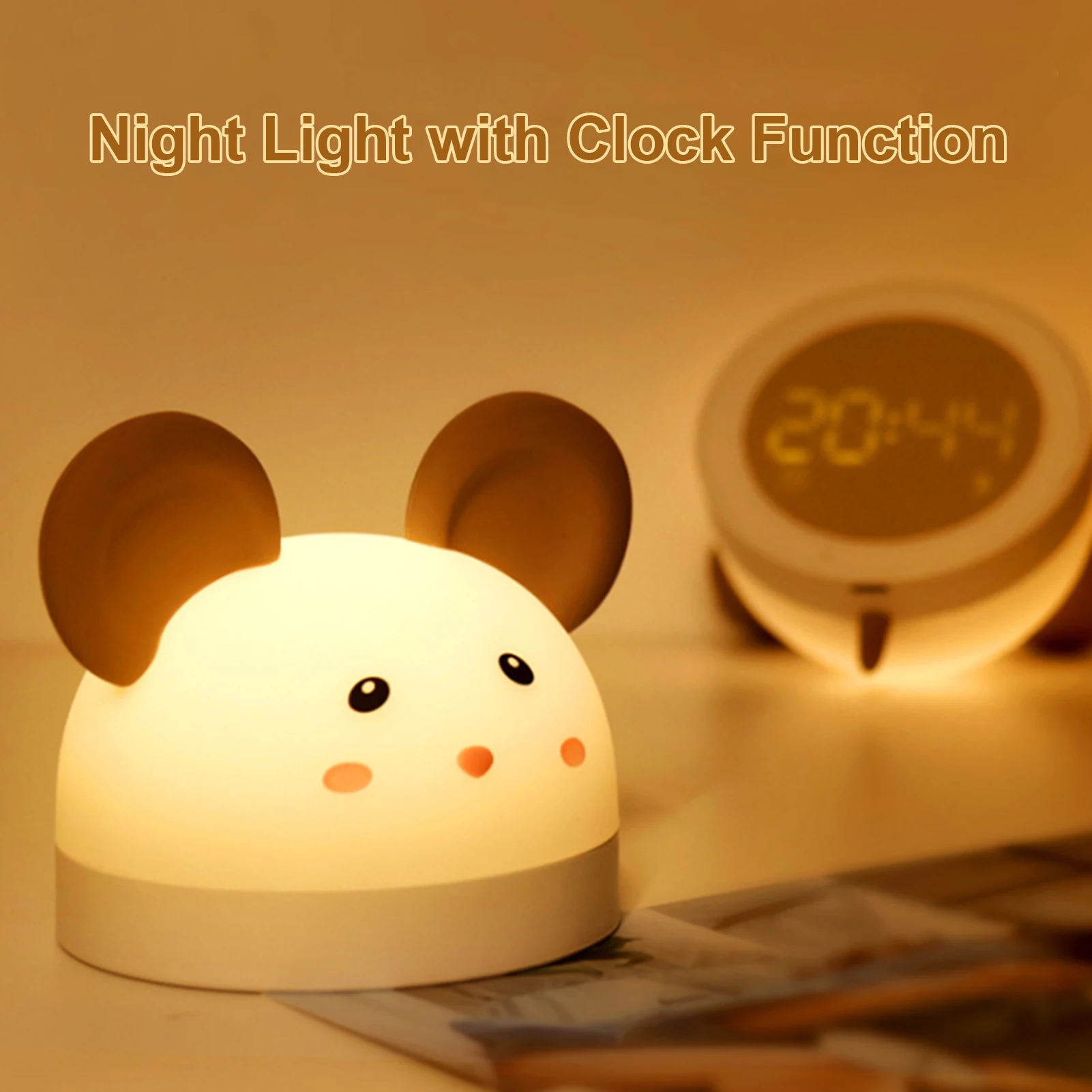 

Прекрасный мультфильм Led Bedlamp ночника USB Перезаряжаемые ночной Светильник декоративная лампа для дома подарки со встроенными часами и компл...