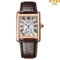 hot sale eyki genuine leather strap couple watches formal roman scale rectangle dial quartz watch ladies watch mens sport watch