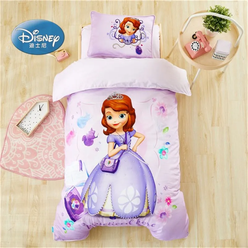 

Disney purple sofia elsa Princess Mickey Mouse Bedding Set Baby Crib Bed 3Pcs Duvet Cover Bedsheet for Baby Boys Girls 0.6m Bed