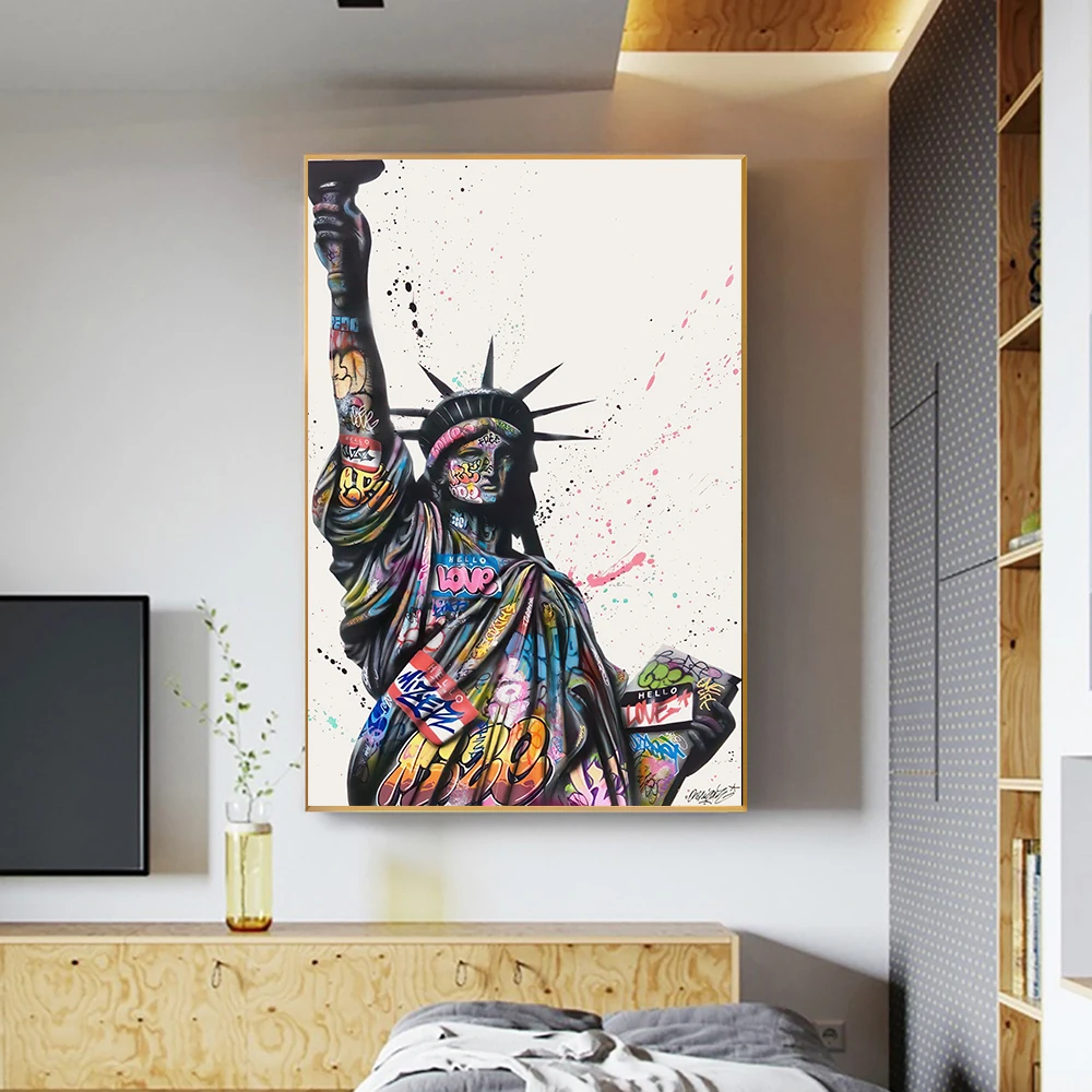 

Street Graffiti Statue of Liberty Art Canvas Painting Art Wall Posters and Prints Inspiration Artwork Picture Living Room Decor