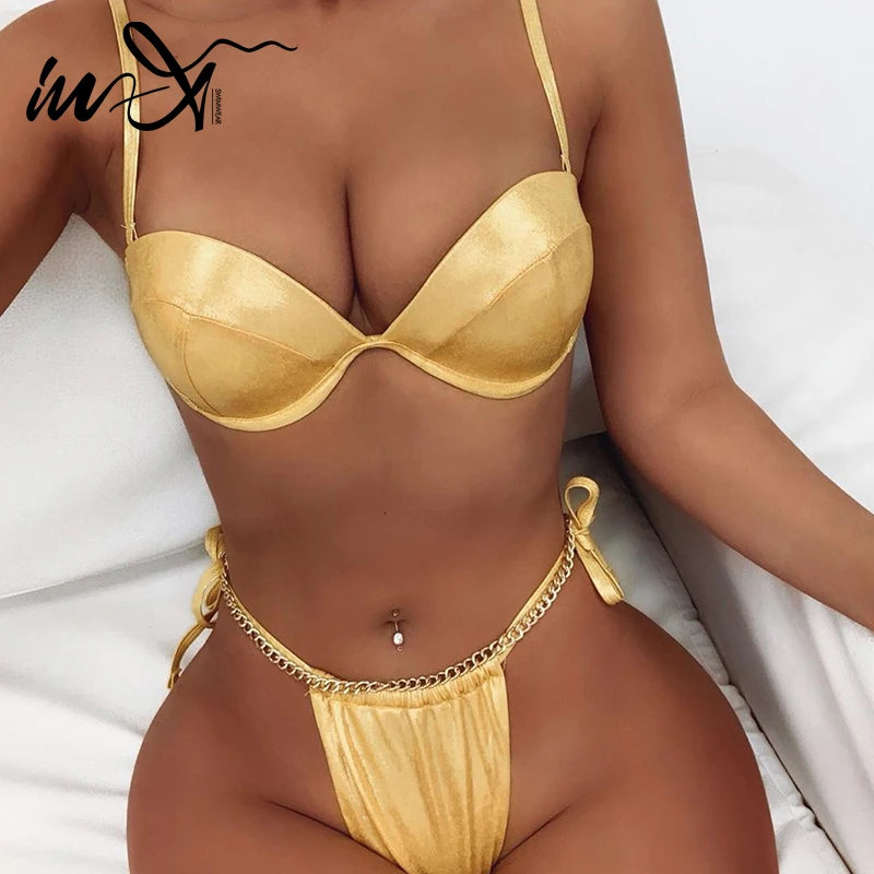 Женский бразильский купальник In X сексуальный с эффектом пуш ап женский бикини