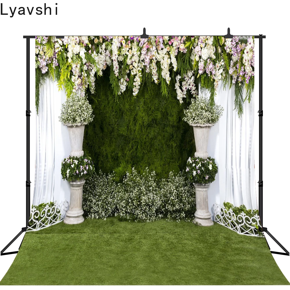 

Фотофон Lyavshi с изображением белой травы и цветов для празднования свадьбы