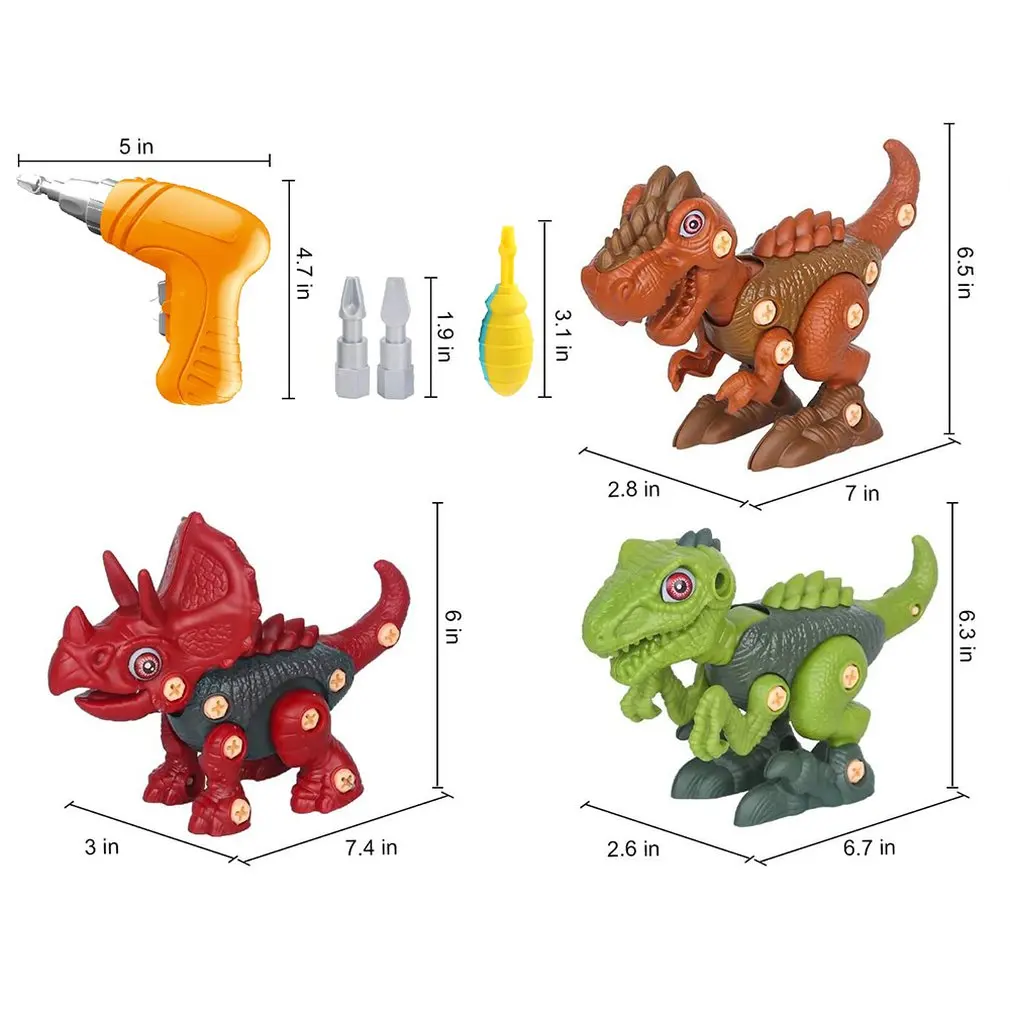 

Take Apart Dinosaur Toys for Boys Building Toy Set with Electric Drill Construction Engineering Play Kit Christmas Gift For Kids