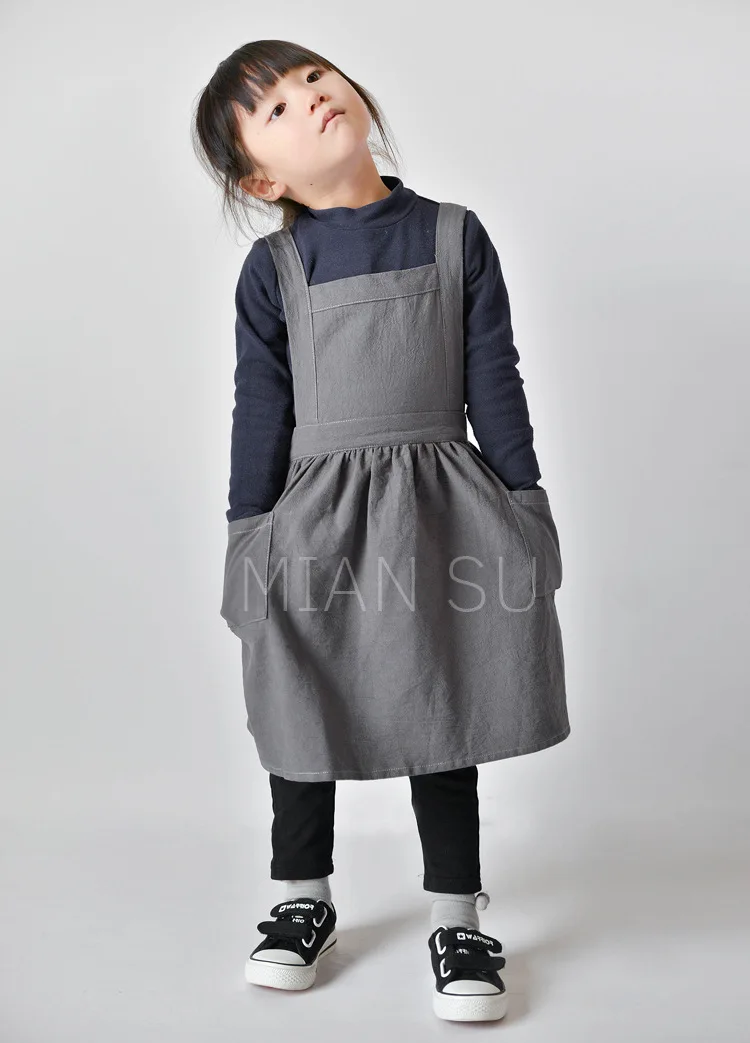 

Kitchen Kids Apron Waterproof Girl Canvas Long Nordic Barista Baking Florist Waterproof Erasable Hand Pinafore Tablier Waiter