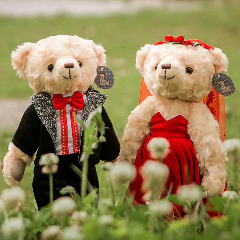 2 шт./пара 38 СМ Корея ins с изображением милой пары teddy bear торжественное платье мишка