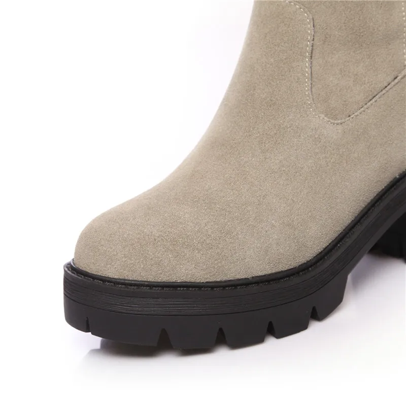 Женские сапоги выше колена MORAZORA черные однотонные Сапоги на платформе и толстом