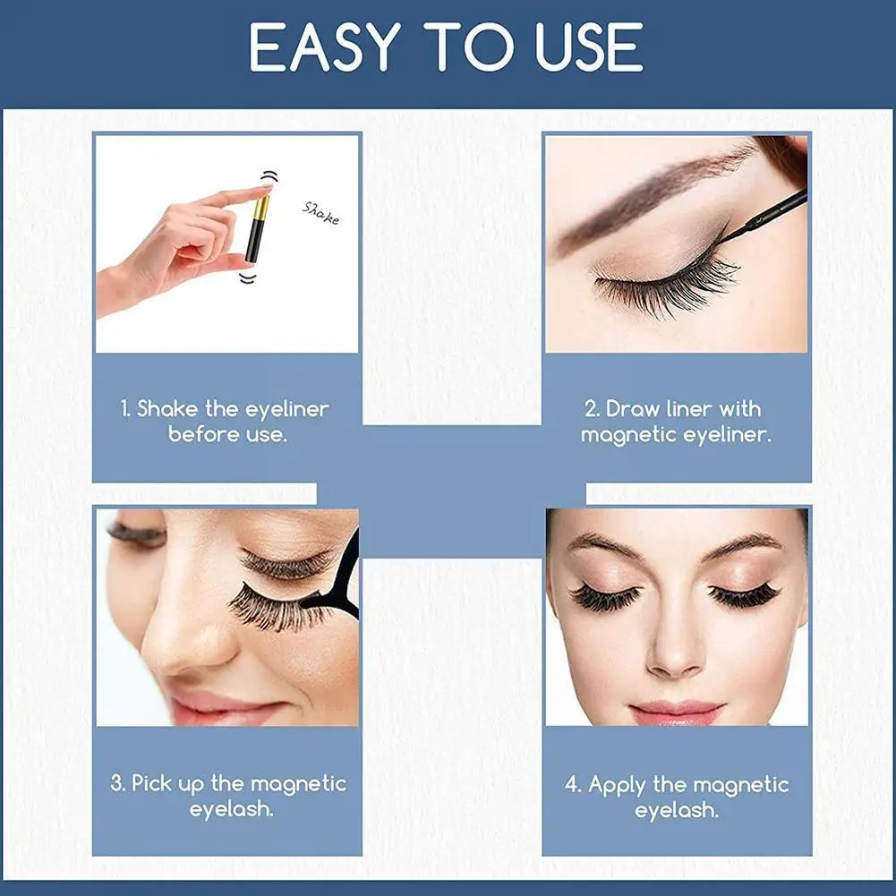 

Chemical Fiber Makeup Magnetic Lashes Natural 3d Mink Extension Double Tweezer False Tool Liquid Magnetic Set Eyeliner Eyel Y3T7