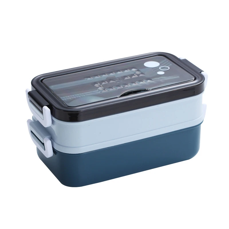 

304 Stainless Steel Double-Layer Insulated Lunch Box With Tableware Offic Student Portable Multi-layer Lunch Box With Soup Bowl