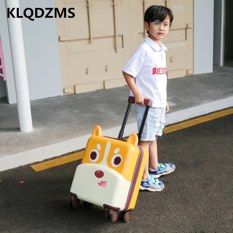 KLQDZMS 18 Inch Cute Children's  Suitcase On Wheels Kids Portable Travel Rolling Luggage Durable Eco-friendly Trolley Case