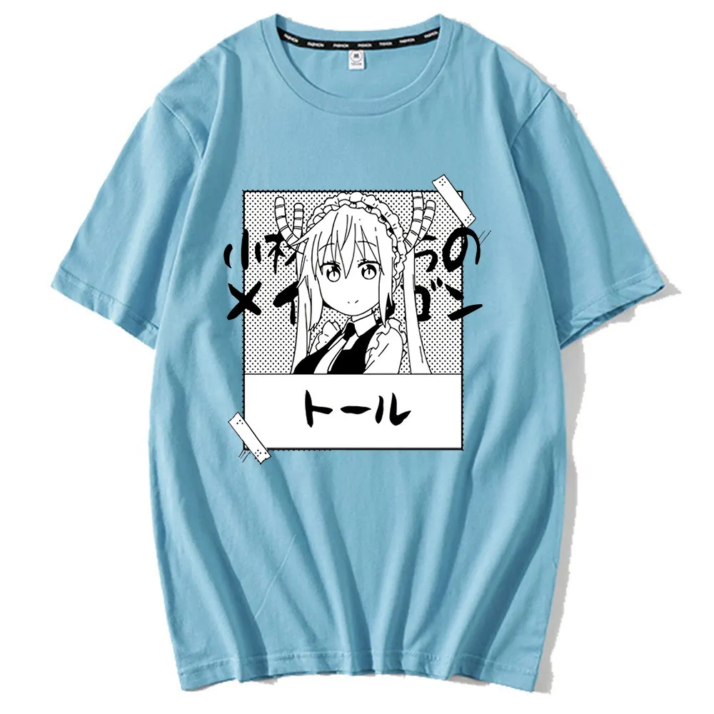 

Футболка Miss Kobayashi's Dragon Maid для мужчин и женщин аниме футболка Летняя унисекс оверсайз Повседневная Свободная забавная футболка с мангой Топы