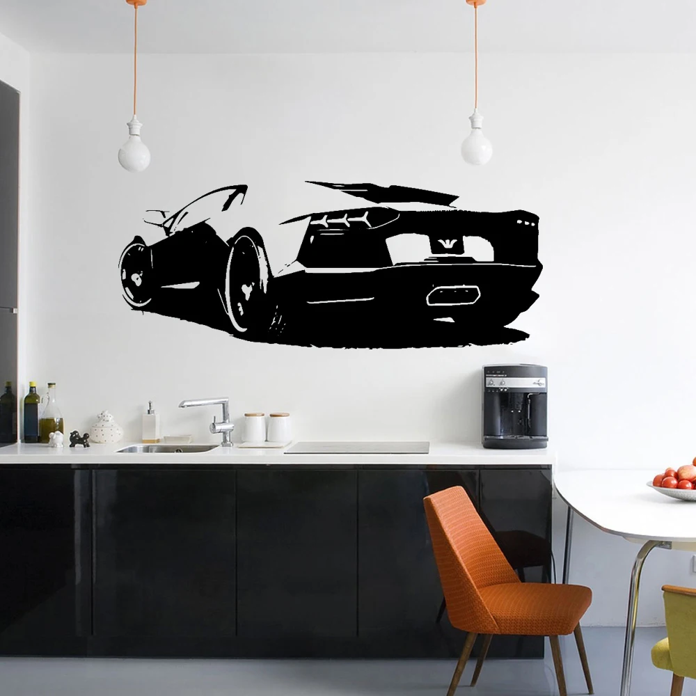 

Sport Car vinyl Wall Sticker Art Modern Fashion style For Children'S Room Kids Rooms Stickers on the wall boys bedroom decor