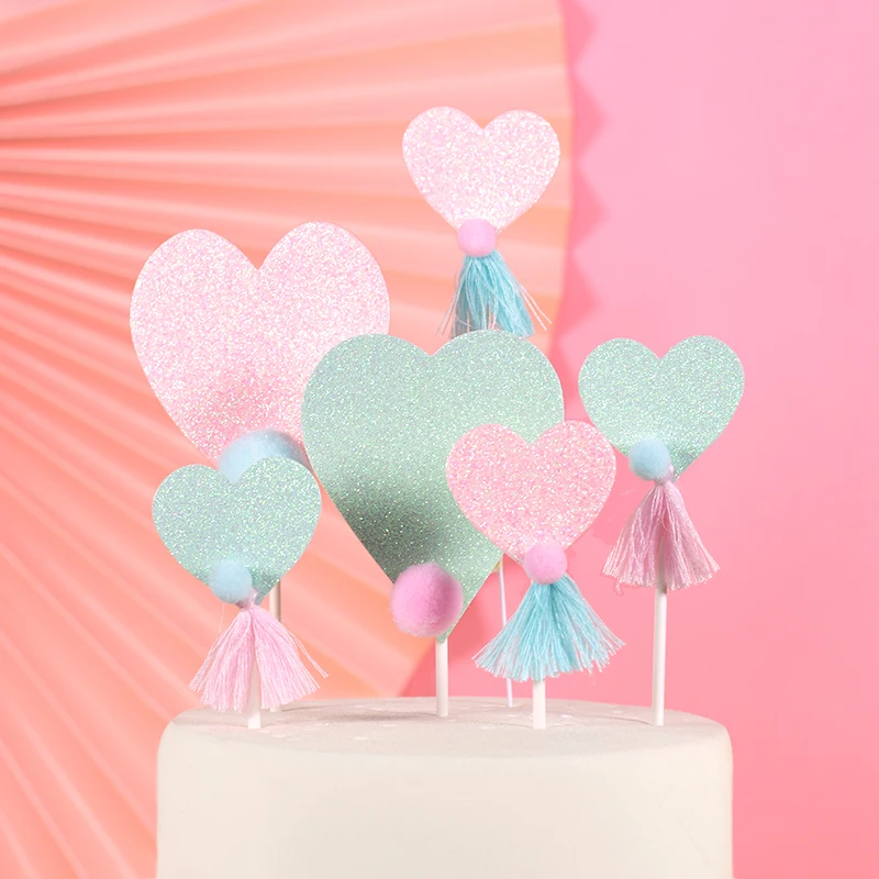 Cakelove 3 шт./лот Топ для торта в форме сердца с кисточкой вечерние украшения Розовый