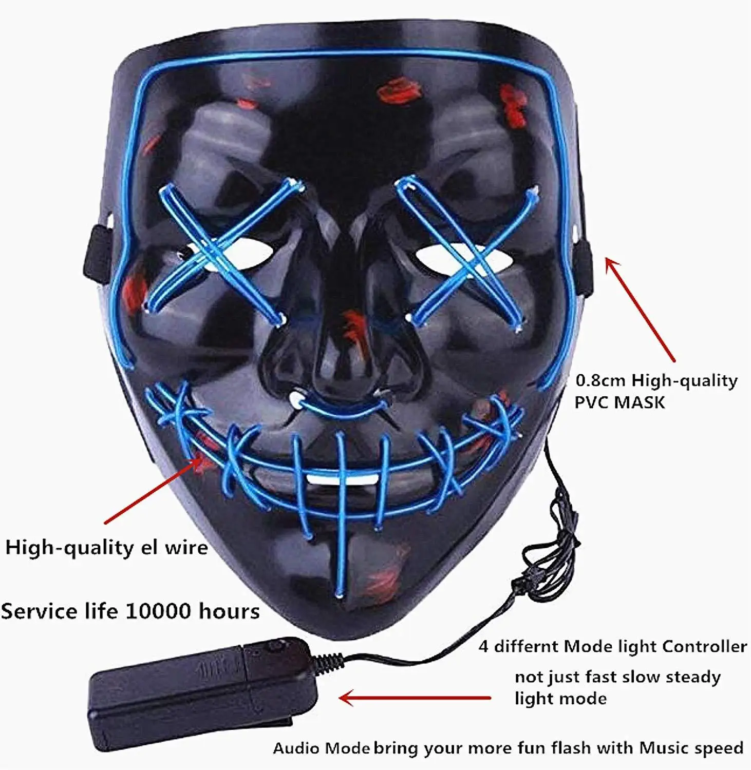 Светодиодные маски на хэллоуин неоновые ужасов для чистки идей| |
