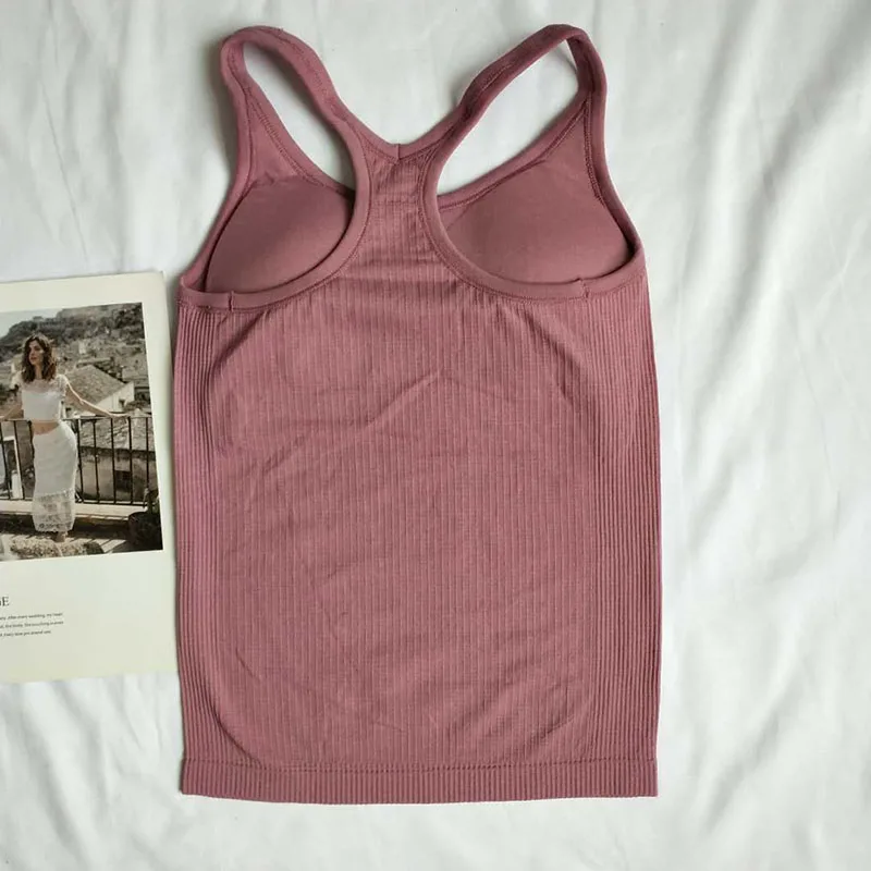 Women's High Beautiful Back Bra Seamless Breathable Sports Yoga Running Fitness Yoga Tank Top with Breast Pad  Gym