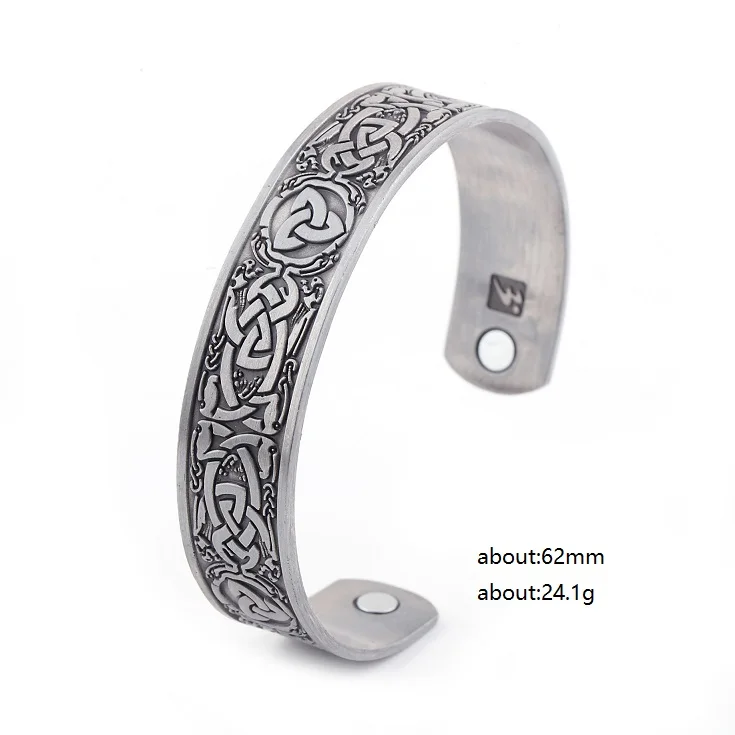 Antique Silver Skyrim Viking Celtics ирландская троица узел Дракон коготь Магнитный здоровье Регулируемый античный серебряный браслеты для мужчин/женщин подарок - Окраска металла: Antique Silver