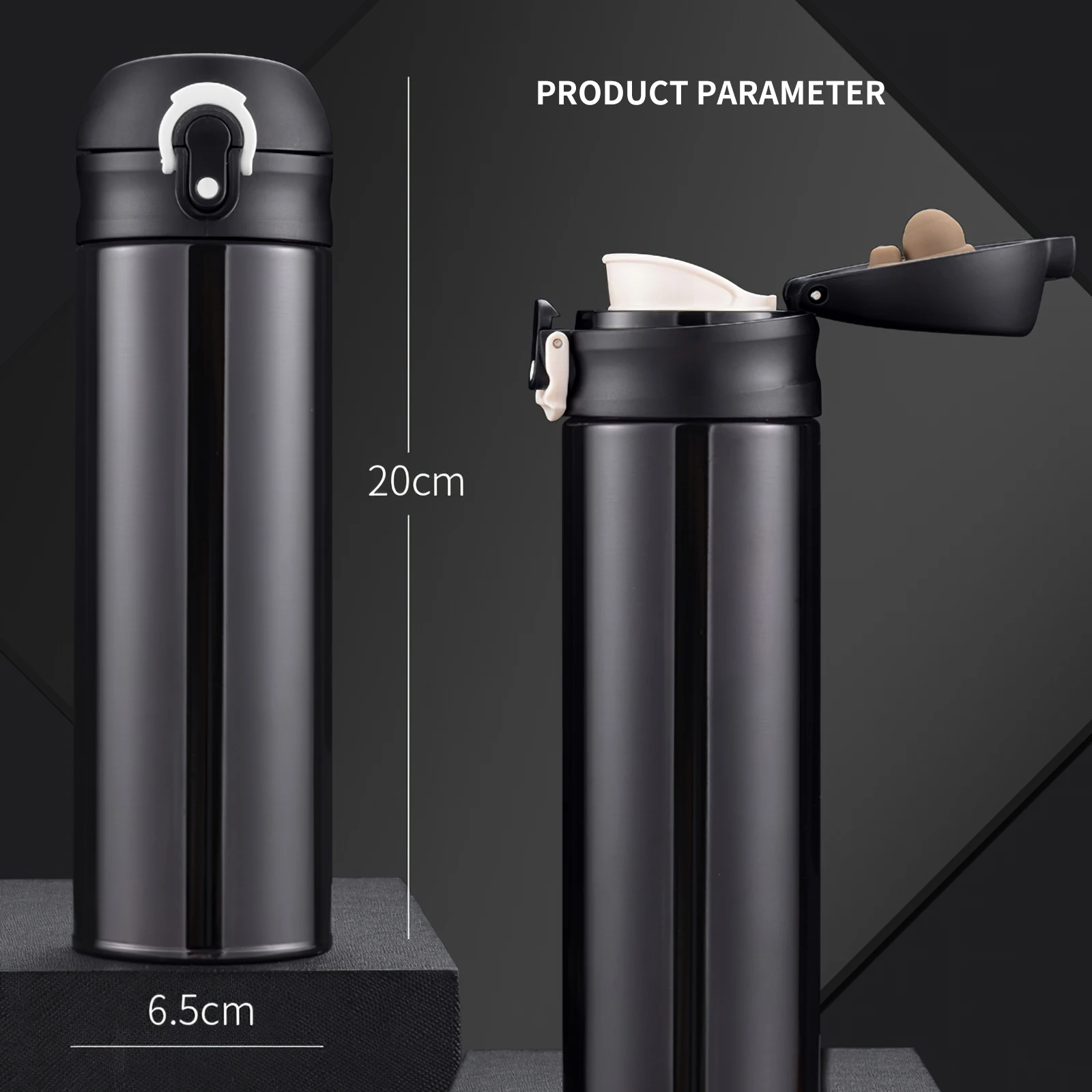 

Вакуумная чашка с отскоком, термобутылка для путешествий, изолированная дорожная бутылка с выдвижной крышкой, герметичная портативная бут...