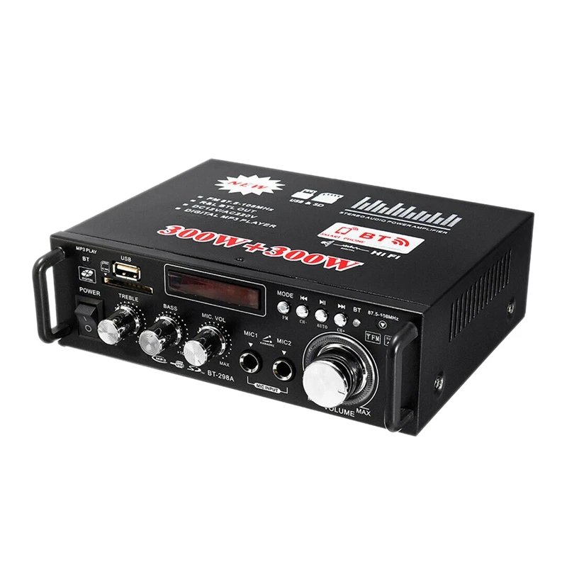 600 Вт Bluetooth стерео усилитель звука для автомобиля дома HiFi Музыка SD USB FM AMP 12V/220V US