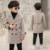 4 15 years kids cotton padded woolen jacket coat teeange boys double breasted long outwear clothing for boys clothes child boy