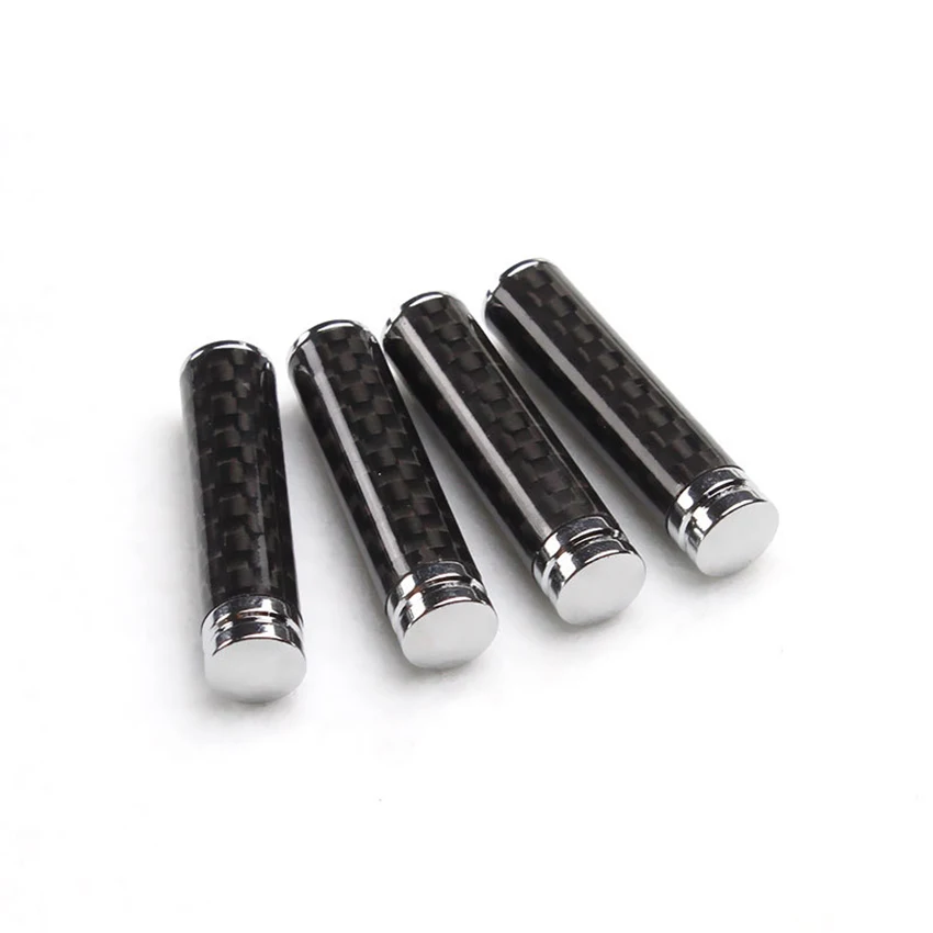 

4PCS/Set Door Lock Pin Cover Carbon Fiber Car Interior Accessories Door Bolt Lock Pin Set Door Lock Pin Stick Cap Bolt Cover