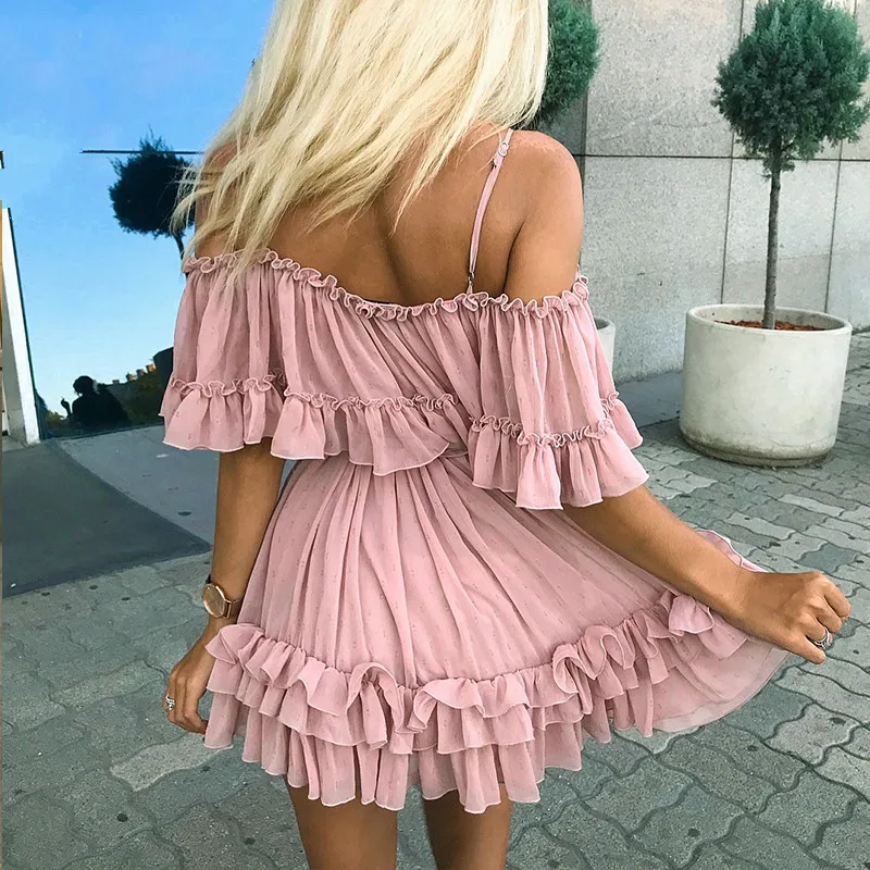 S L женское сексуальное однотонное шифоновое платье летнее свободное