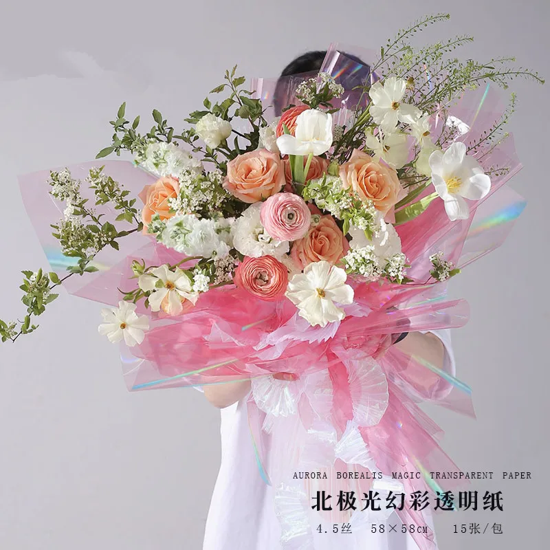 

Пленка симфоническая прозрачная, 15 шт./лот, для упаковки цветов, букет цветов, товары для магазина, материал водонепроницаемый