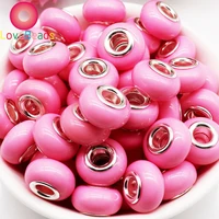 10pcs big hole resin muranos rondelle round loose beads charms fit pandora bracelet snake chain spacer beads hair beads jewelry