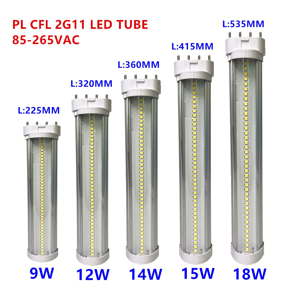 LED 2G11 Tube 4pin PL Lamp 220V White 9W 225mm 12W 320mm 14W 360mm 15W 415mm 18W 535mm Replace Halogen 220V 230V LED 2G11 Tubo